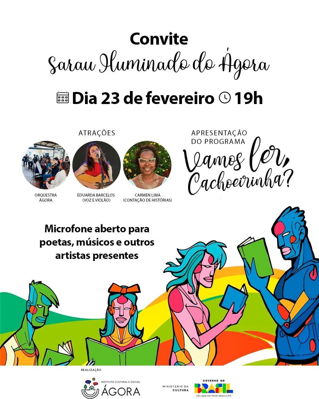 Instituto Ágora lança, em sarau iluminado, o projeto “Vamos ler Cachoerinha?”